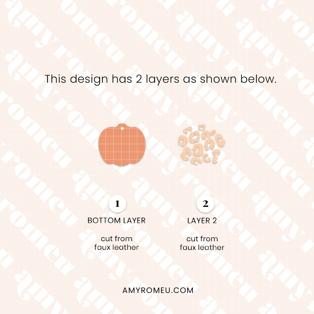 Leopard Print Pumpkin Faux Leather Earring SVG