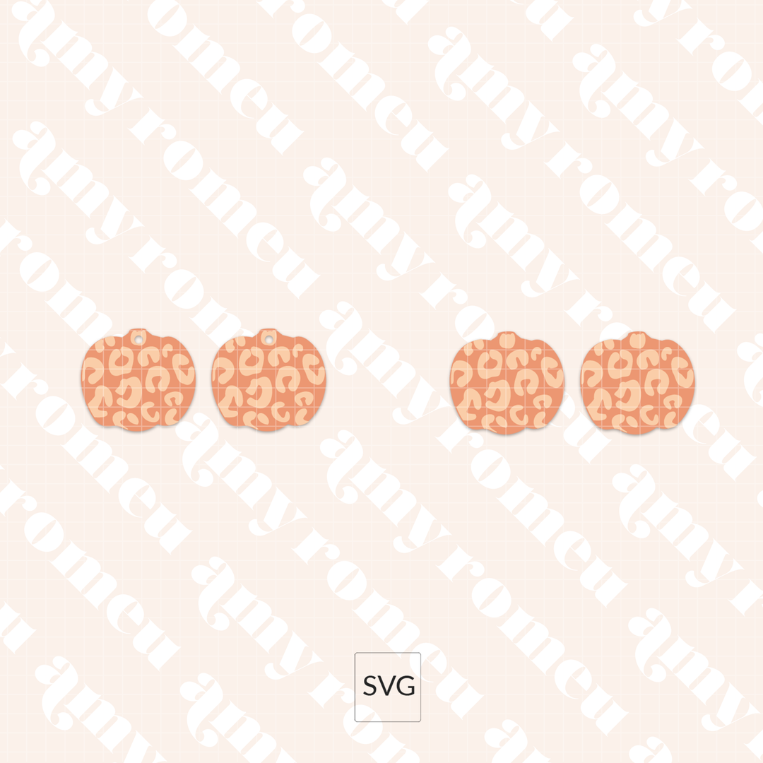 Leopard Print Pumpkin Faux Leather Earring SVG
