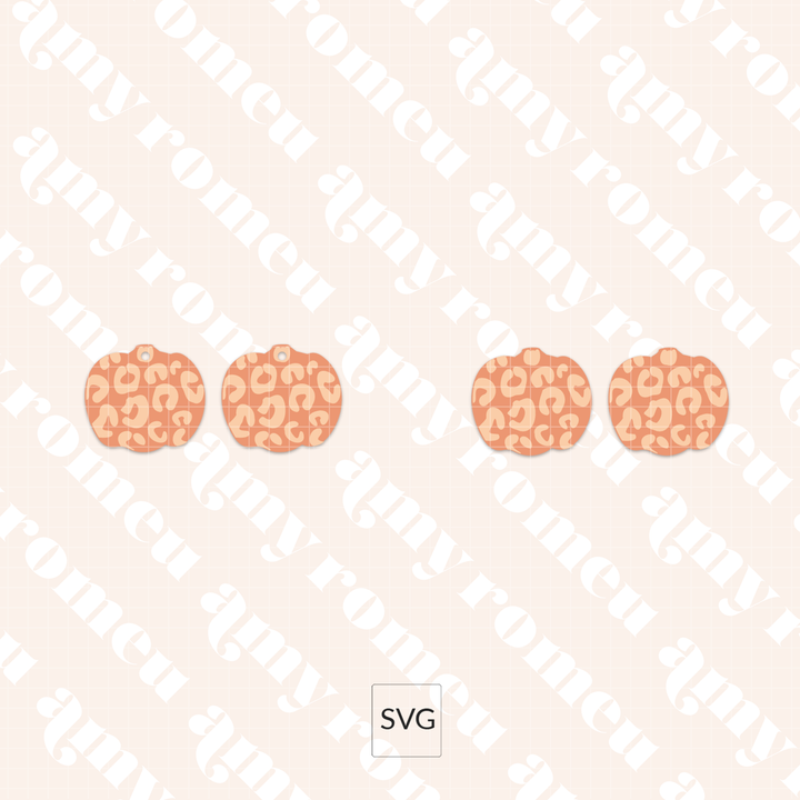 Leopard Print Pumpkin Faux Leather Earring SVG