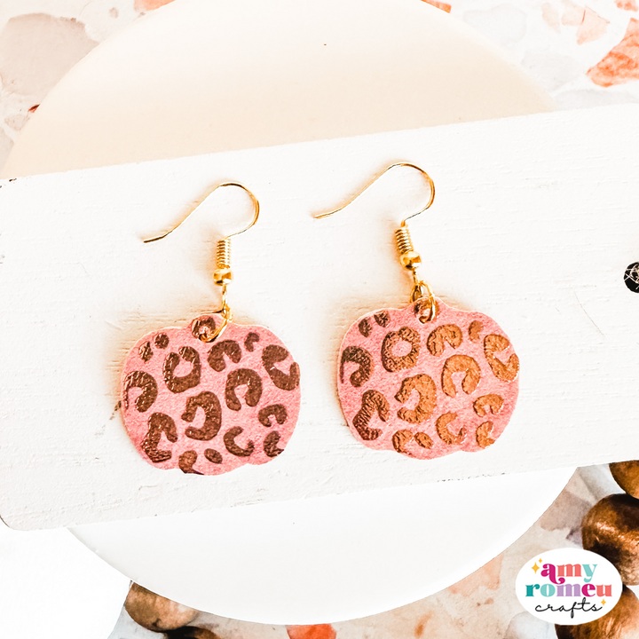 Leopard Print Pumpkin Faux Leather Earring SVG