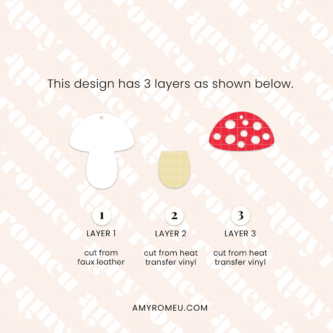 Toadstool Faux Leather Earrings SVG
