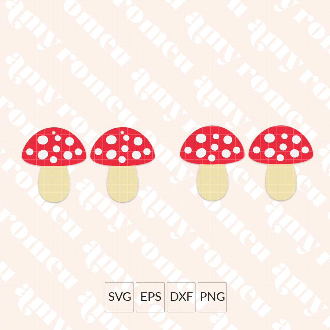 Toadstool Faux Leather Earrings SVG