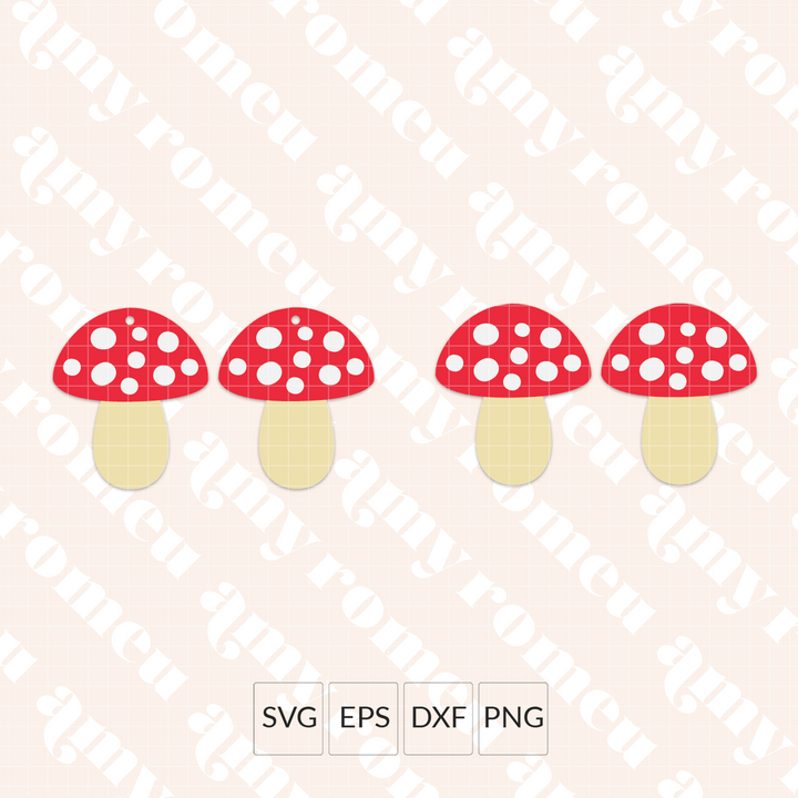 Toadstool Faux Leather Earrings SVG