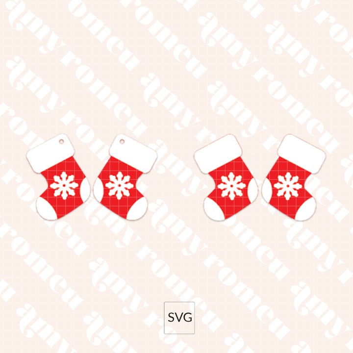 Faux Leather Snowflake Stocking Earrings SVG