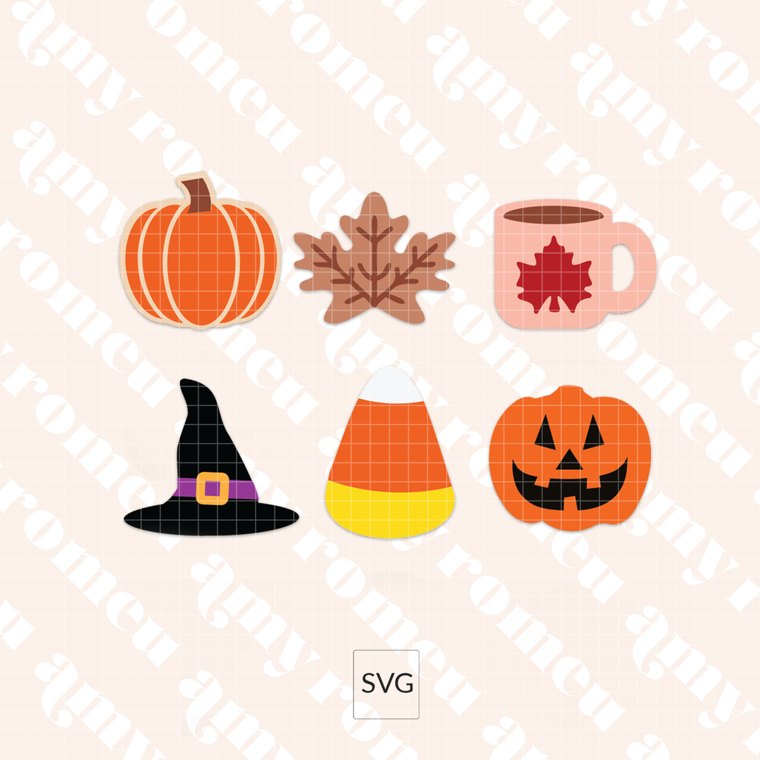 Set of 6 Fall & Halloween Planner Clip SVGs with Video Tutorial
