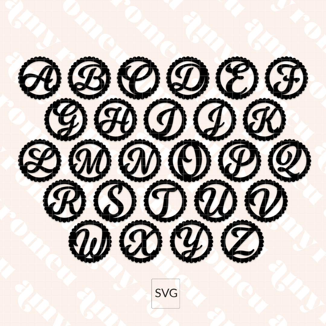 Four Full Initial Alphabet SVG Bundles for Faux Leather Jewelry Boxes