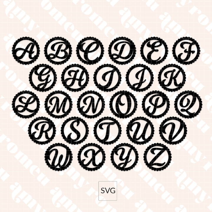 Four Full Initial Alphabet SVG Bundles for Faux Leather Jewelry Boxes