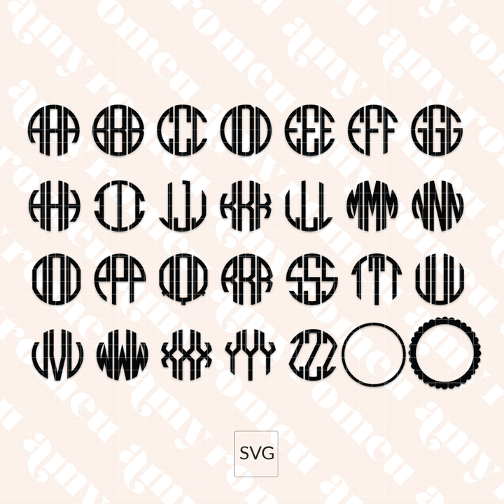Four Full Initial Alphabet SVG Bundles for Faux Leather Jewelry Boxes