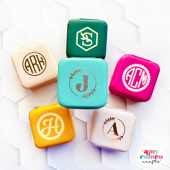 Four Full Initial Alphabet SVG Bundles for Faux Leather Jewelry Boxes
