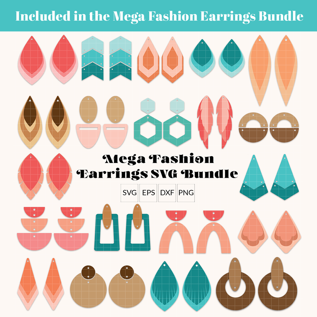 Layered Half Feather Earrings SVG
