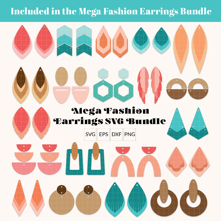 Layered Half Feather Earrings SVG
