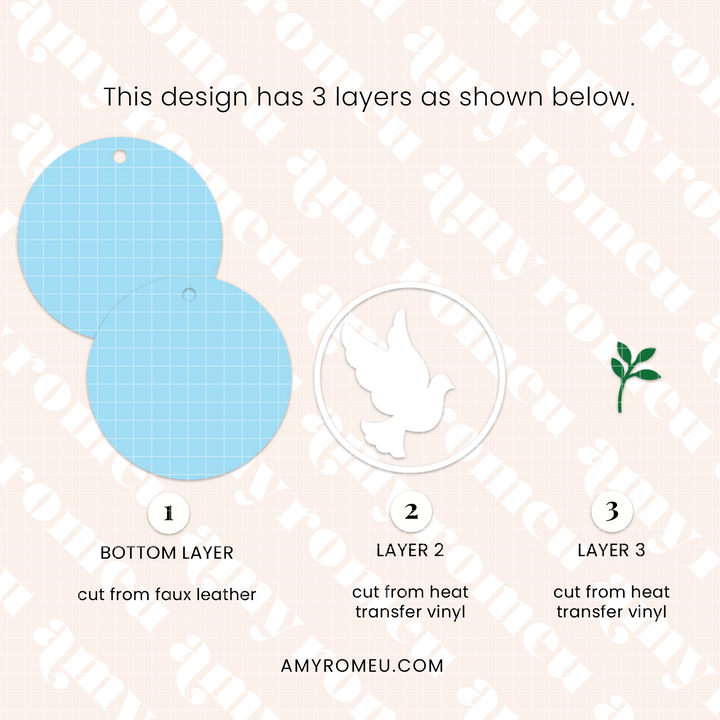 Faux Leather Happy Hanukkah & Dove of Peace Window Hanger SVGs