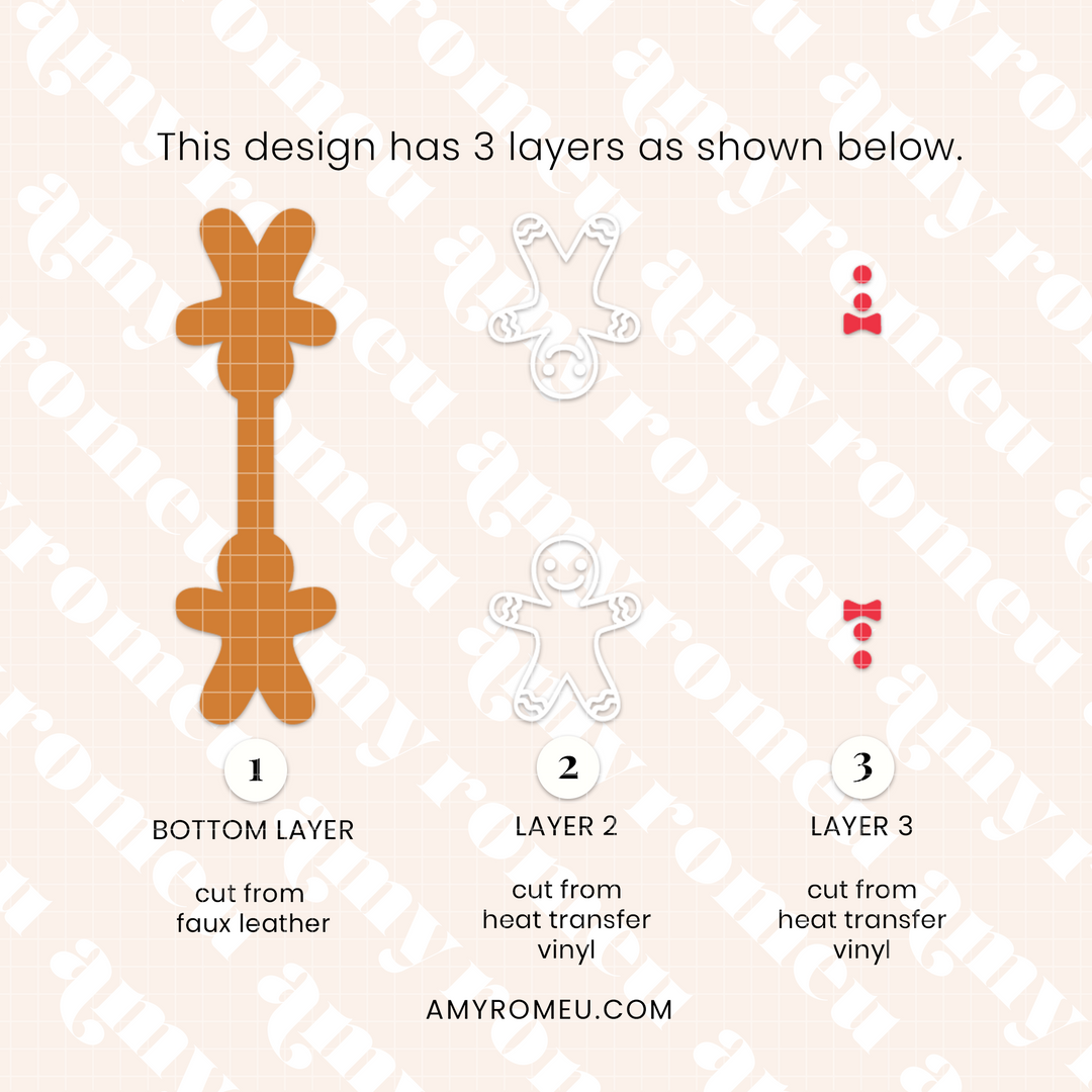 Christmas Tree Cake & Gingerbread Man Faux Leather Keychain SVGs