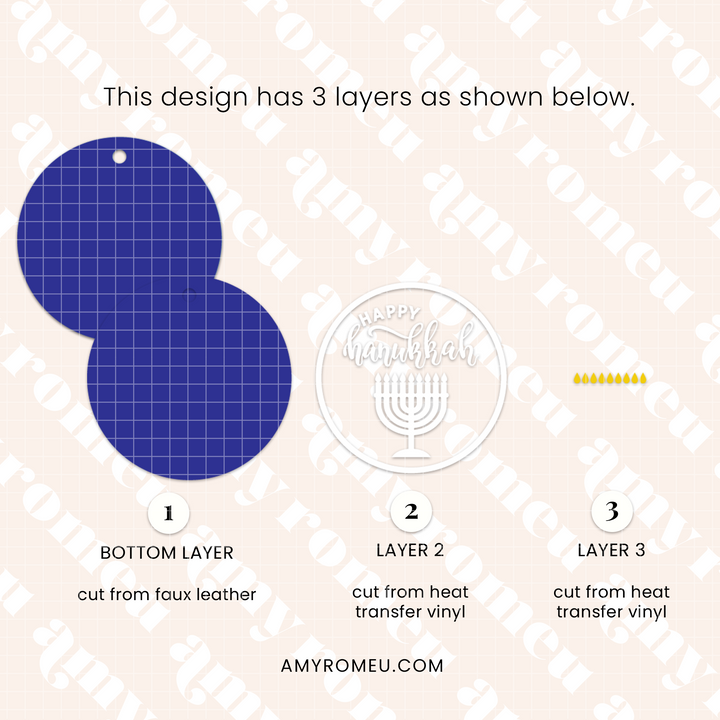 Faux Leather Happy Hanukkah & Dove of Peace Window Hanger SVGs