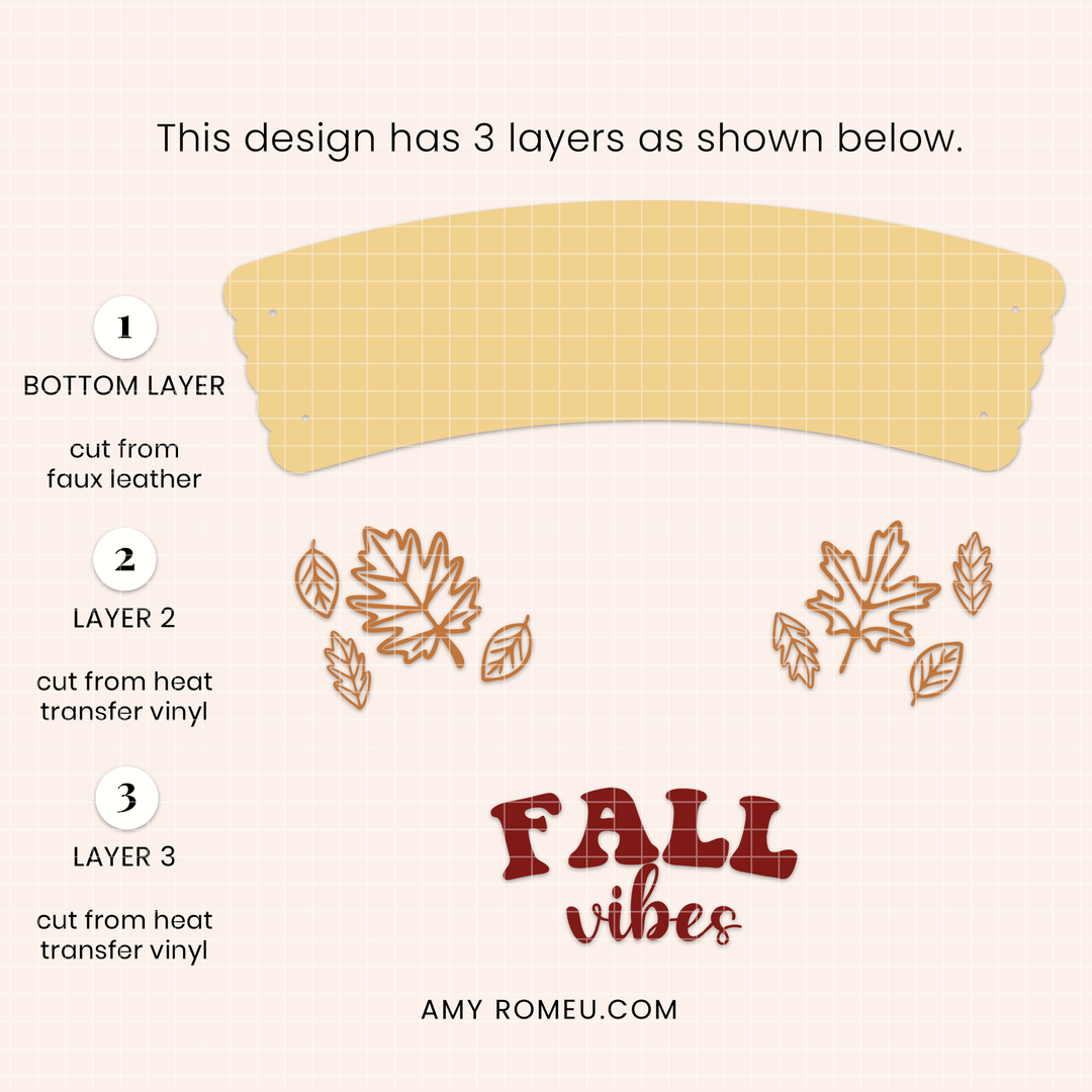 Set of 4 Fall Faux Leather Coffee Cup Sleeve SVGs & Video Tutorial