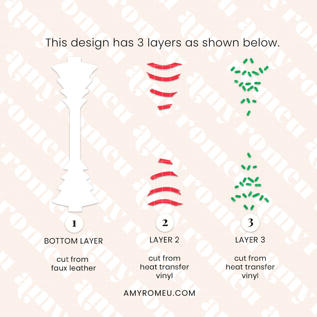 Christmas Tree Cake & Gingerbread Man Faux Leather Keychain SVGs