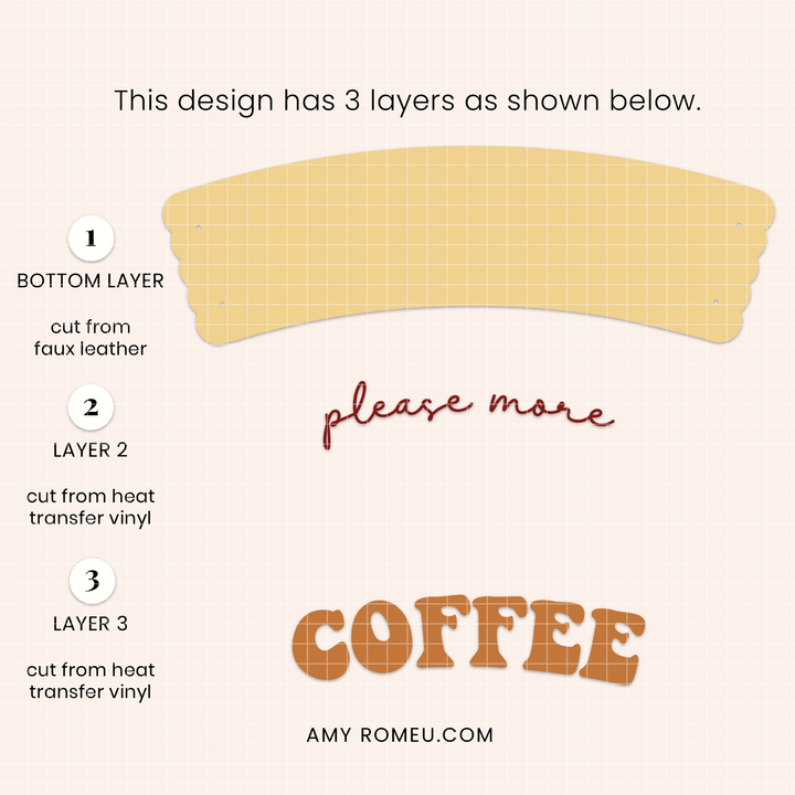 Set of 4 Fall Faux Leather Coffee Cup Sleeve SVGs & Video Tutorial