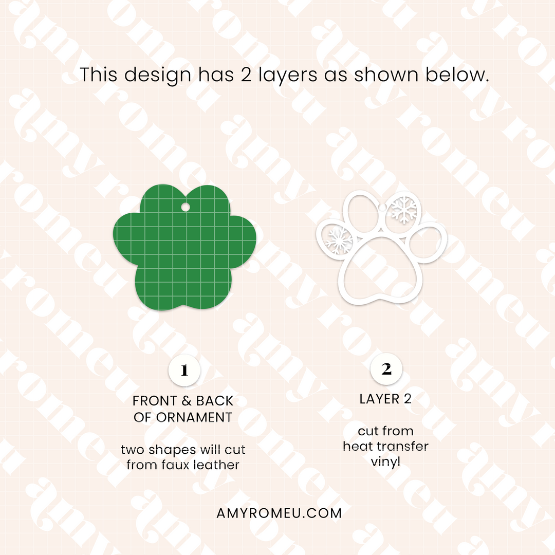 Faux Leather Paw Print Christmas Ornaments SVGs