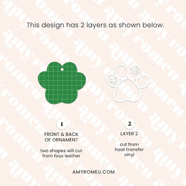 Faux Leather Paw Print Christmas Ornaments SVGs