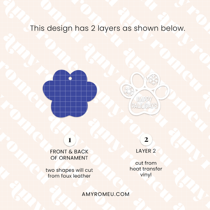 Faux Leather Paw Print Christmas Ornaments SVGs