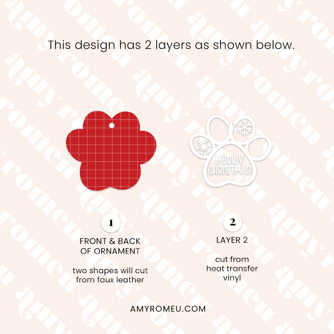Faux Leather Paw Print Christmas Ornaments SVGs