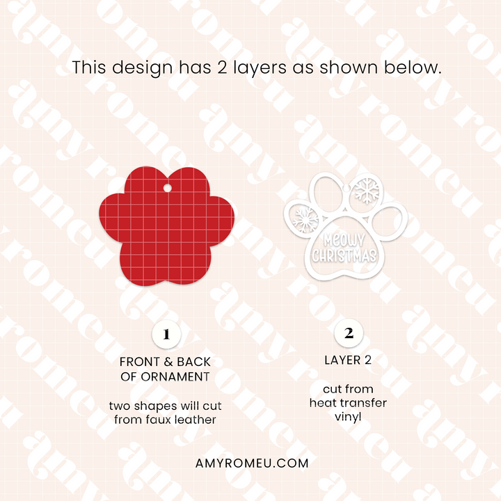 Faux Leather Paw Print Christmas Ornaments SVGs