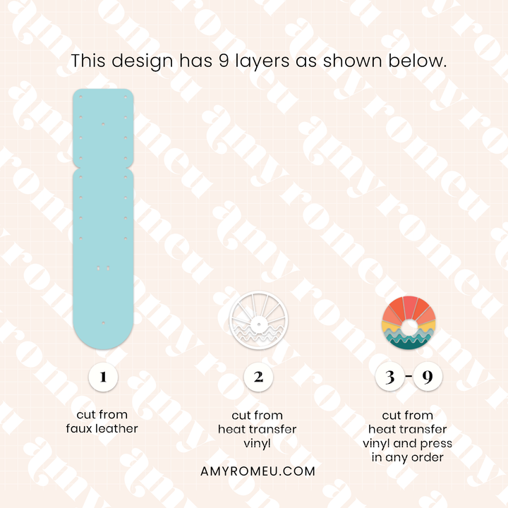 Faux Leather Ocean Sunrise Lip Balm Holder SVG