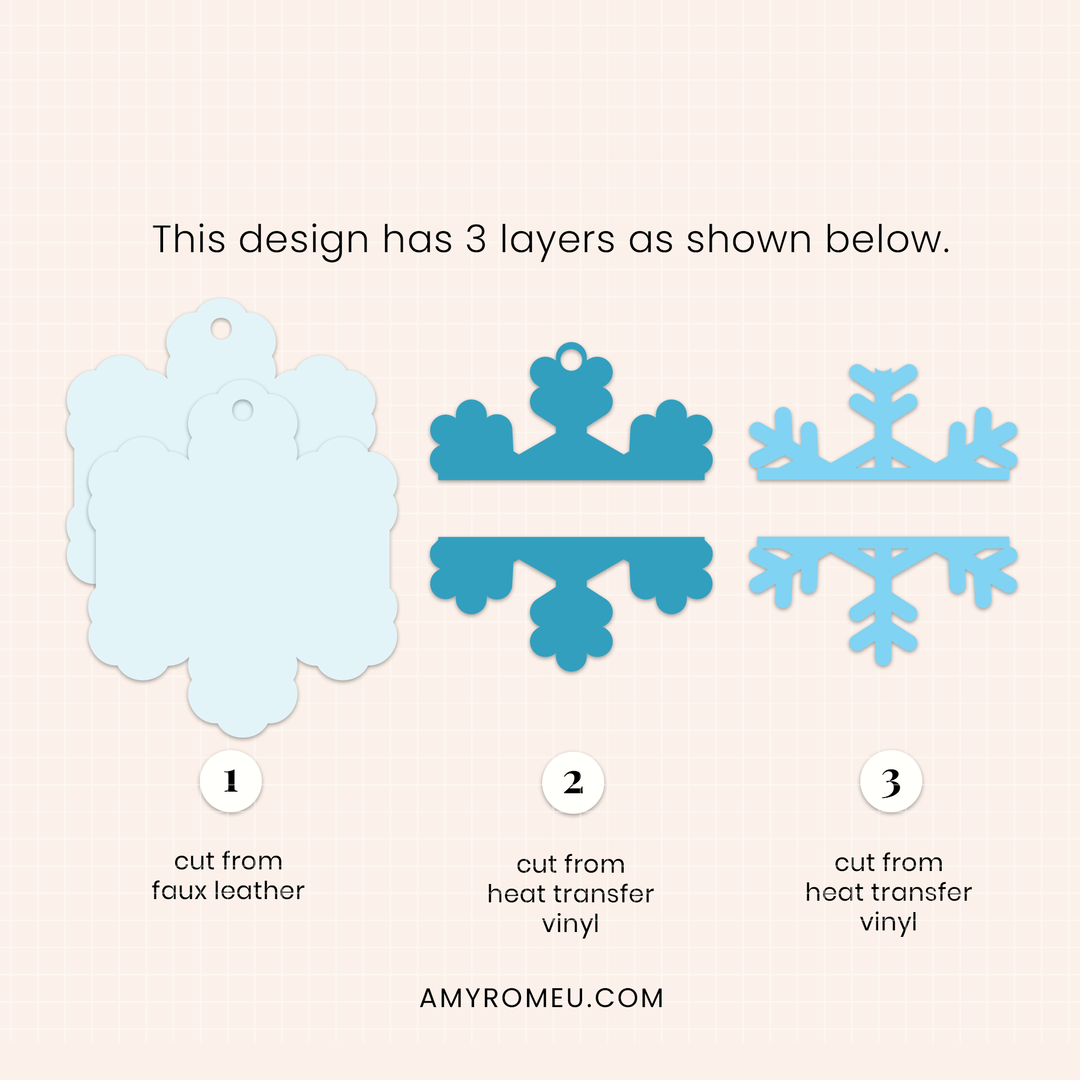 Faux Leather Personalized Snowflake Ornaments SVG
