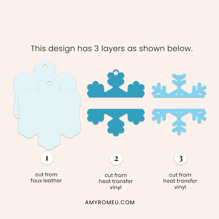 Faux Leather Personalized Snowflake Ornaments SVG