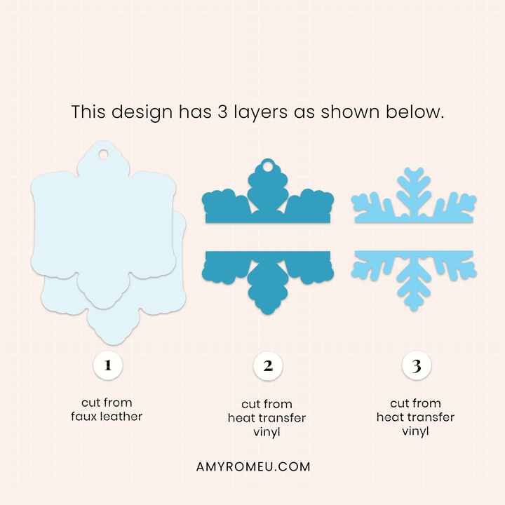 Faux Leather Personalized Snowflake Ornaments SVG