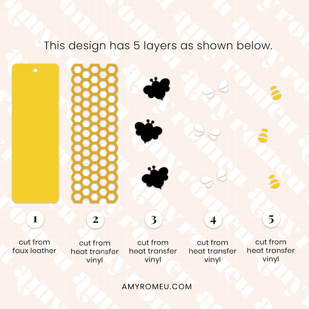 Faux Leather Bee Bookmarks SVG