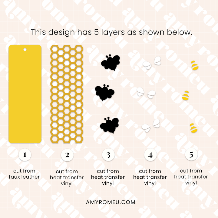 Faux Leather Bee Bookmarks SVG