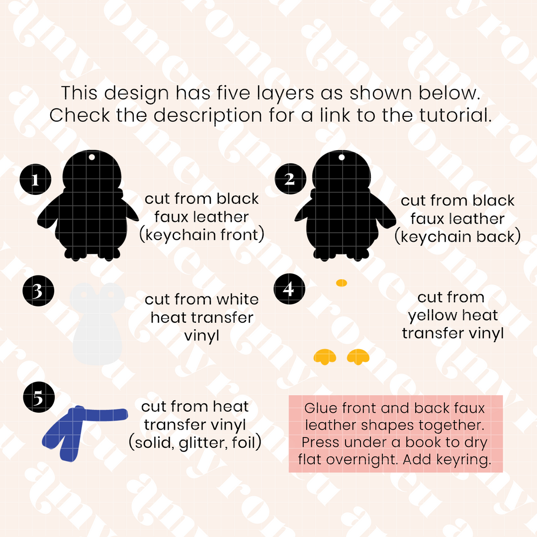 Penguin Faux Leather Keychain SVG