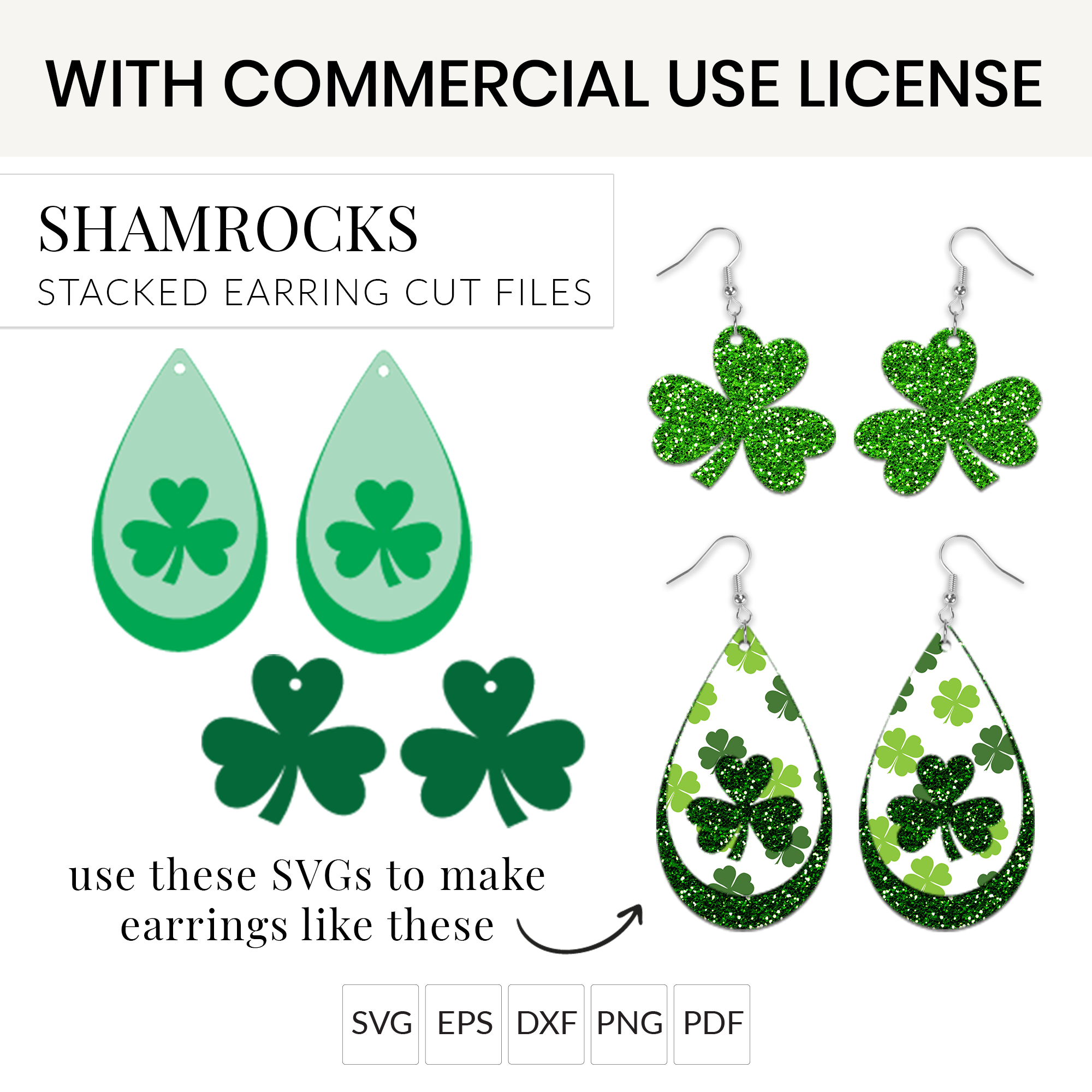St Patricks Day Earrings, St Patricks Day Shamrock Earrings, St