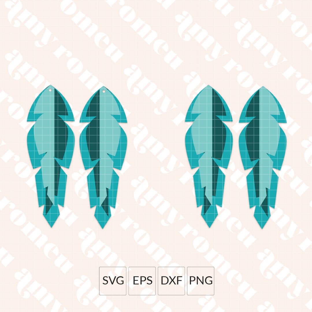 Long Split Feather Earring SVG