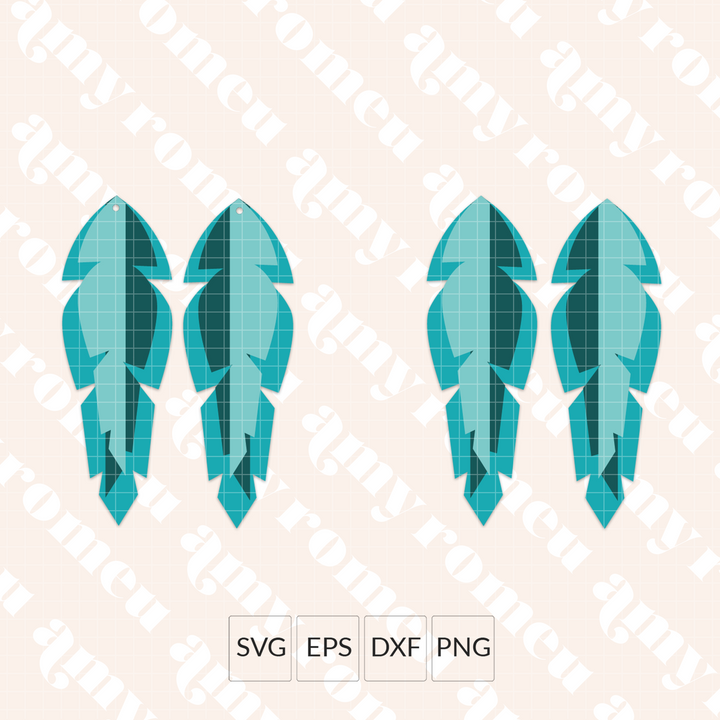 Long Split Feather Earring SVG
