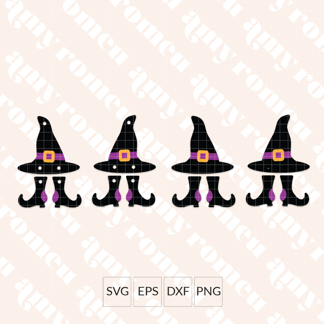 Witch Hat and Boots Faux Leather Earrings SVG