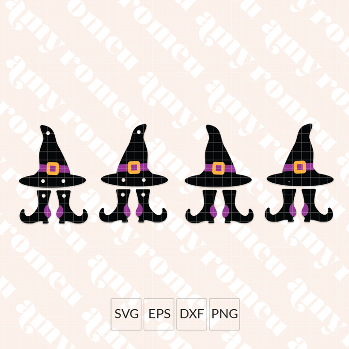 Witch Hat and Boots Faux Leather Earrings SVG
