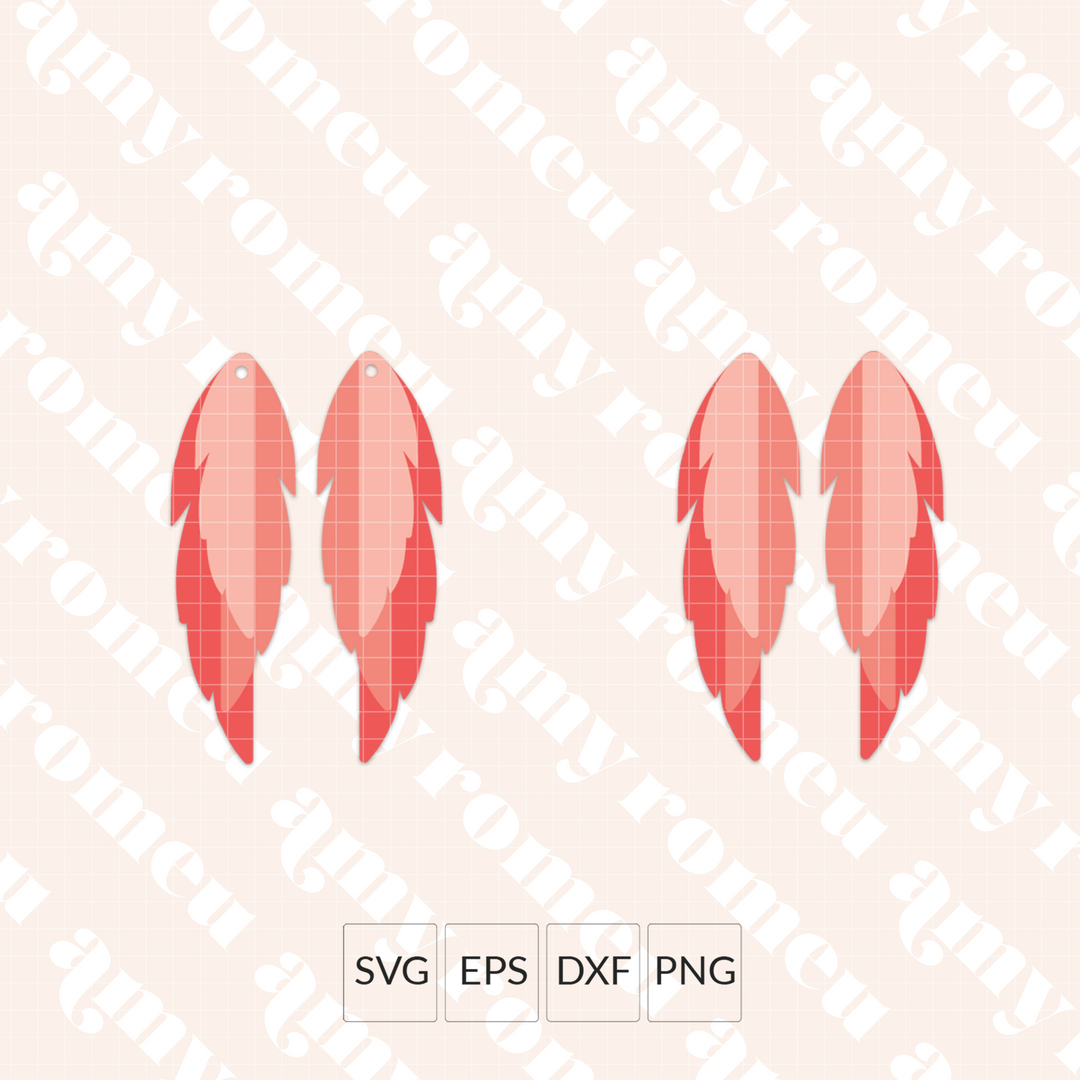 Layered Half Feather Earrings SVG