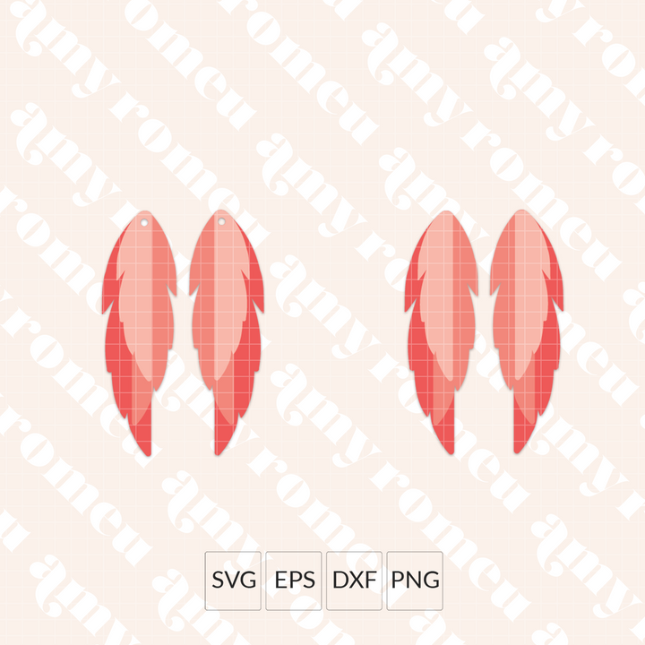 Layered Half Feather Earrings SVG