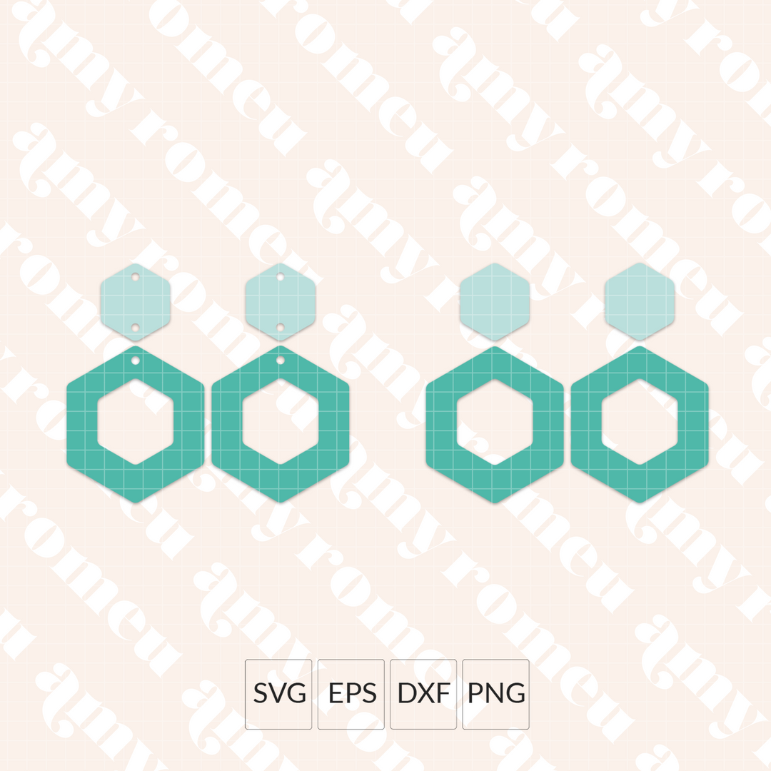 Double Hexagon Earrings SVG