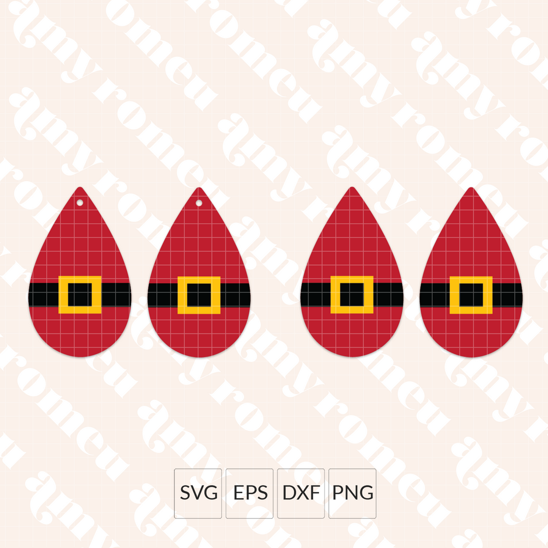 Santa's Belt Faux Leather Teardrop Earrings SVG