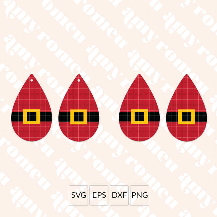Santa's Belt Faux Leather Teardrop Earrings SVG