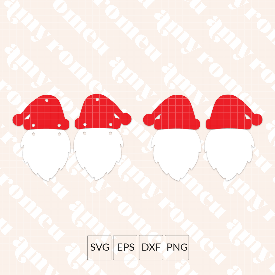 Santa & Beard Connected Faux Leather Earrings SVG