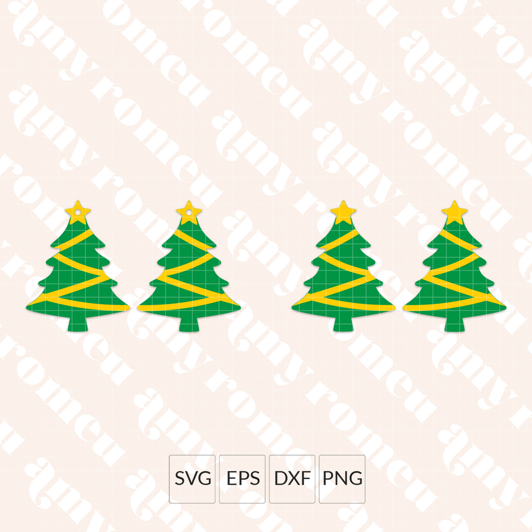 Decorated Christmas Tree Earrings SVG