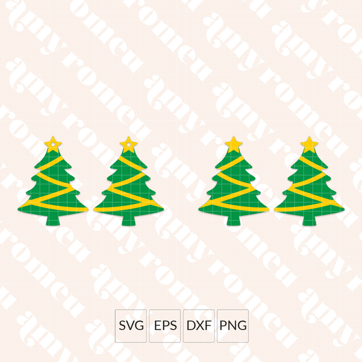 Decorated Christmas Tree Earrings SVG