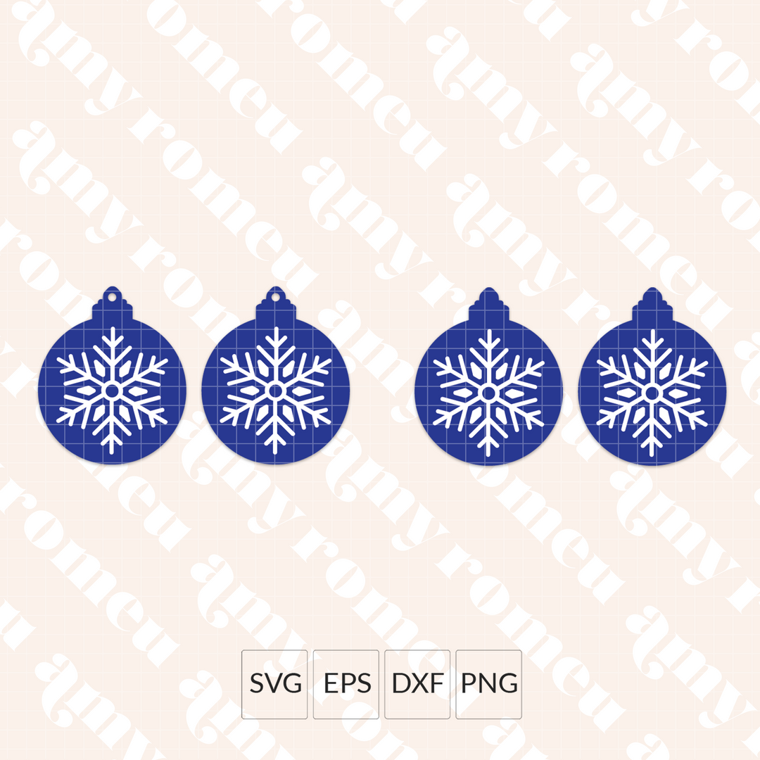 Snowflake Ornament Faux Leather Earrings SVG