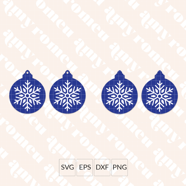 Snowflake Ornament Faux Leather Earrings SVG