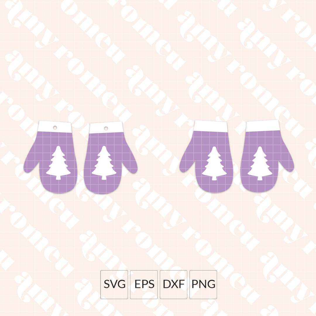 Mitten with Trees Earrings SVG