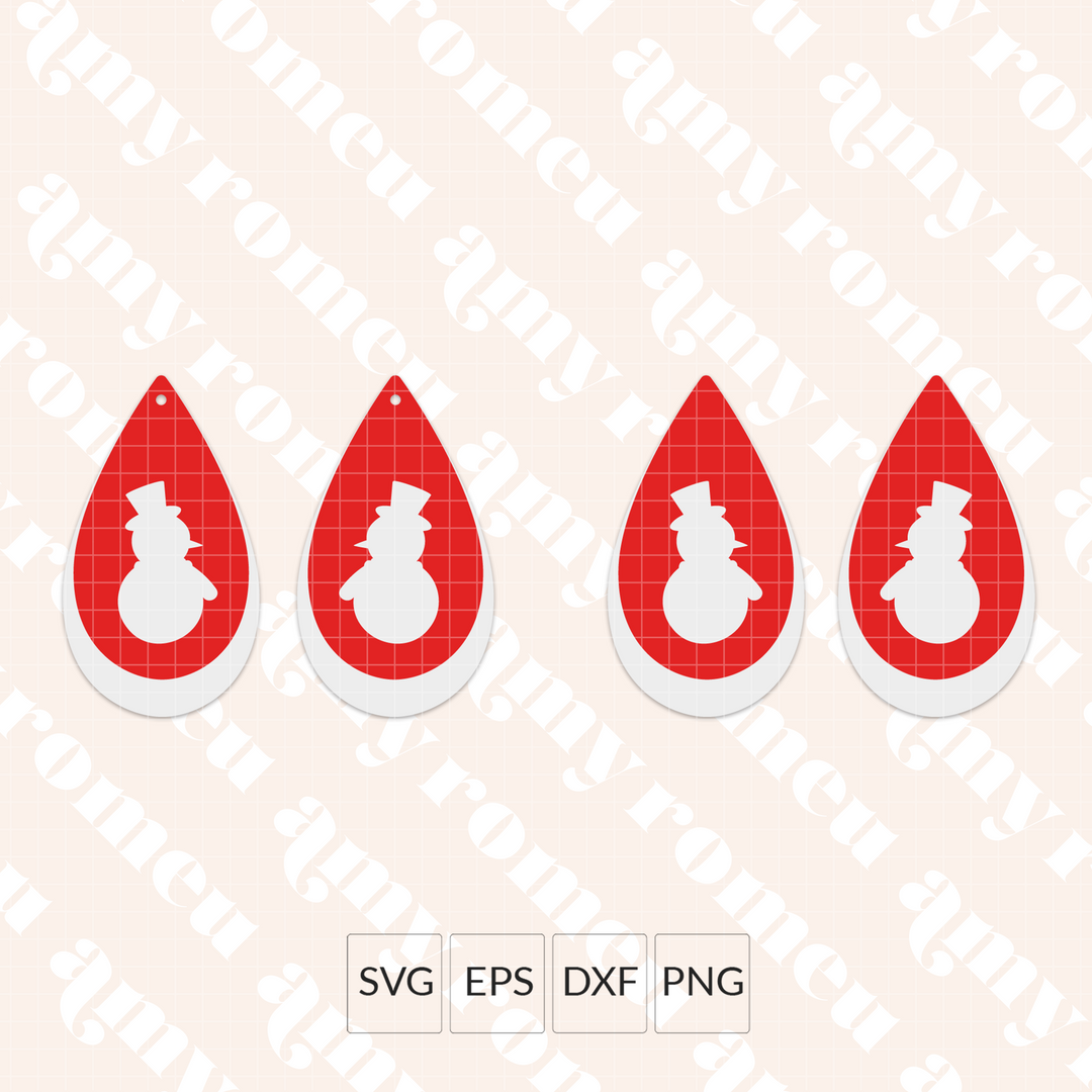 Cutout Snowman Teardrop Earrings SVG